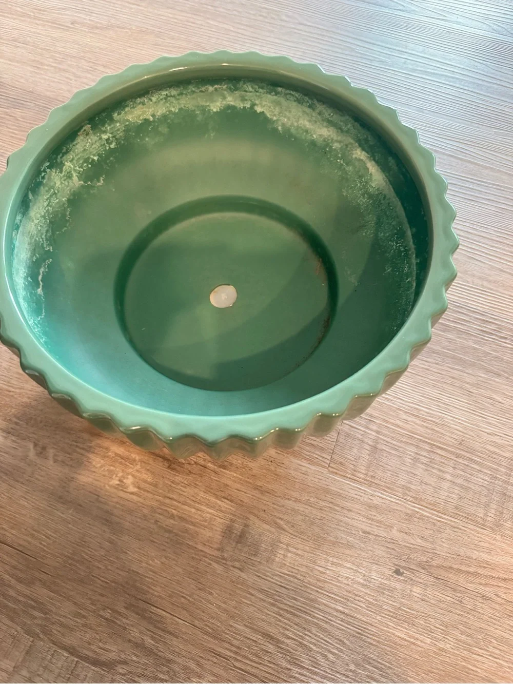 Dark Green Ribbed Ceramic planter